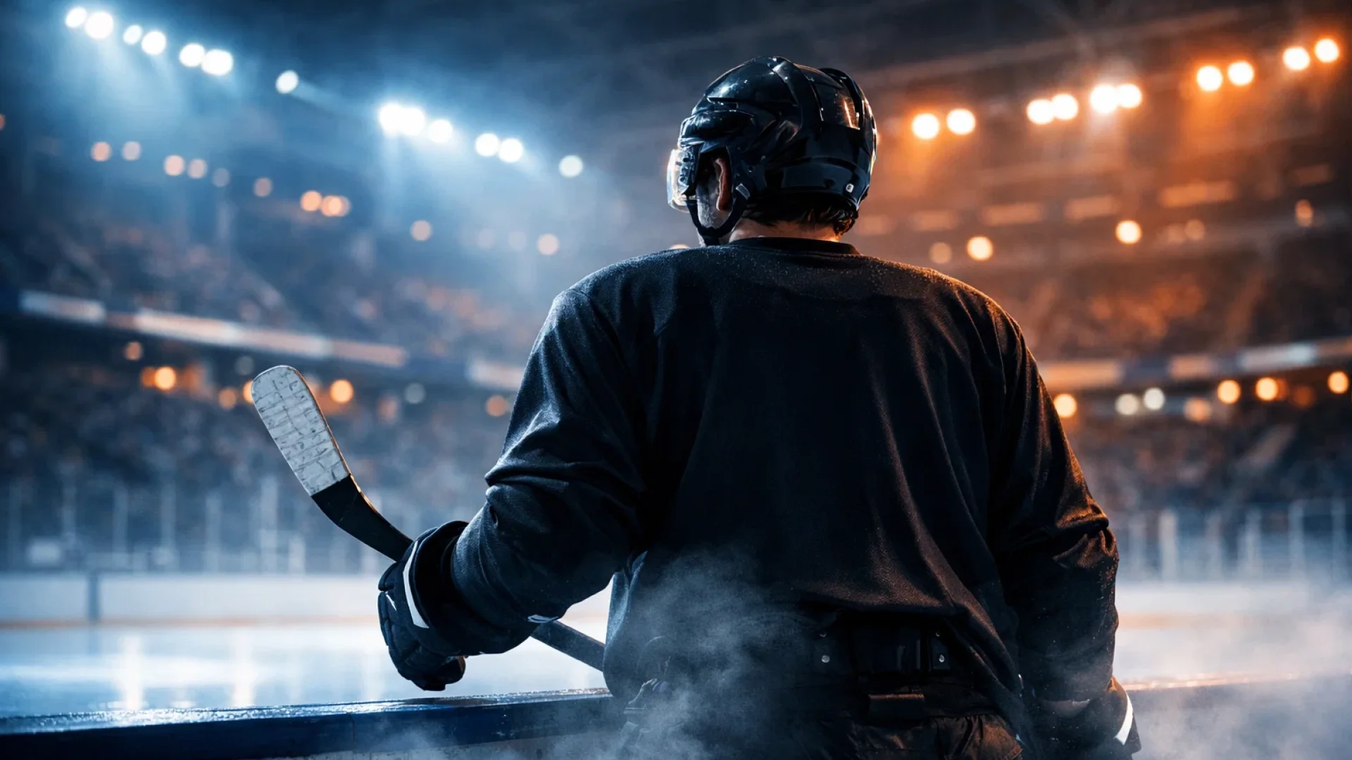 Ishockeyspiller i dramatisk belysning på isen - den perfekte sport til betting